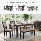 Signature Design by Ashley Langwest 6-Piece Dining Table Set with Bench | Seats up to 6, 60.38 in W dining table, Reverse diamond patterned veneer, Tapered legs, Light beige polyester fabric