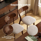 Mid Century Modern Walnut Dining Chairs Set of 4, FAS-Grade Oak, 400 lbs | Heavy-Duty Commercial Grade, Armless, Solid Curved Back, Smoked Brown Upholstered Seat, for Kitchen, Dining Room, Restaurant