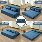 SUYOLS Folding Sofa Bed with Pillows- Convertible Chair Floor Couch & Sleeping Mattress, Foldable Memory Foam Sleeper for Living Room/Dorm/Guest Room/Home Office/Apartment/Loft, Queen, Navy Blue