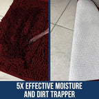Muddy Mat Chenille Bathroom Rugs Quick Dry Microfiber Mats Non Slip Washable, Extra Thick, Soft and Highly Absorbent Bath Mats for Bathroom, Kitchen, and Shower Floor - Red XL 59"X35"