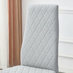 Dining Chairs Set of 6, Gray PU Leather, High Back, Silver Legs | Modern upholstered high-back kitchen chairs with padded seats for dining rooms, restaurants, apartments