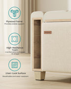 SONGMICS Storage Ottoman, 48 Inches Long Bed End Stool, Solid Wood Legs | Buttons Decoration, Non-Slip Foot Pads, 661.4 lb Load Capacity, Summer Sand, MACEO Collection ULOM511LF01