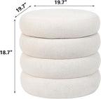 Asense Round Storage Ottoman,Footstool with Removable Lid, Vanity Stool, Modern Upholstered Footrest for Bedroom Living Room Entryway