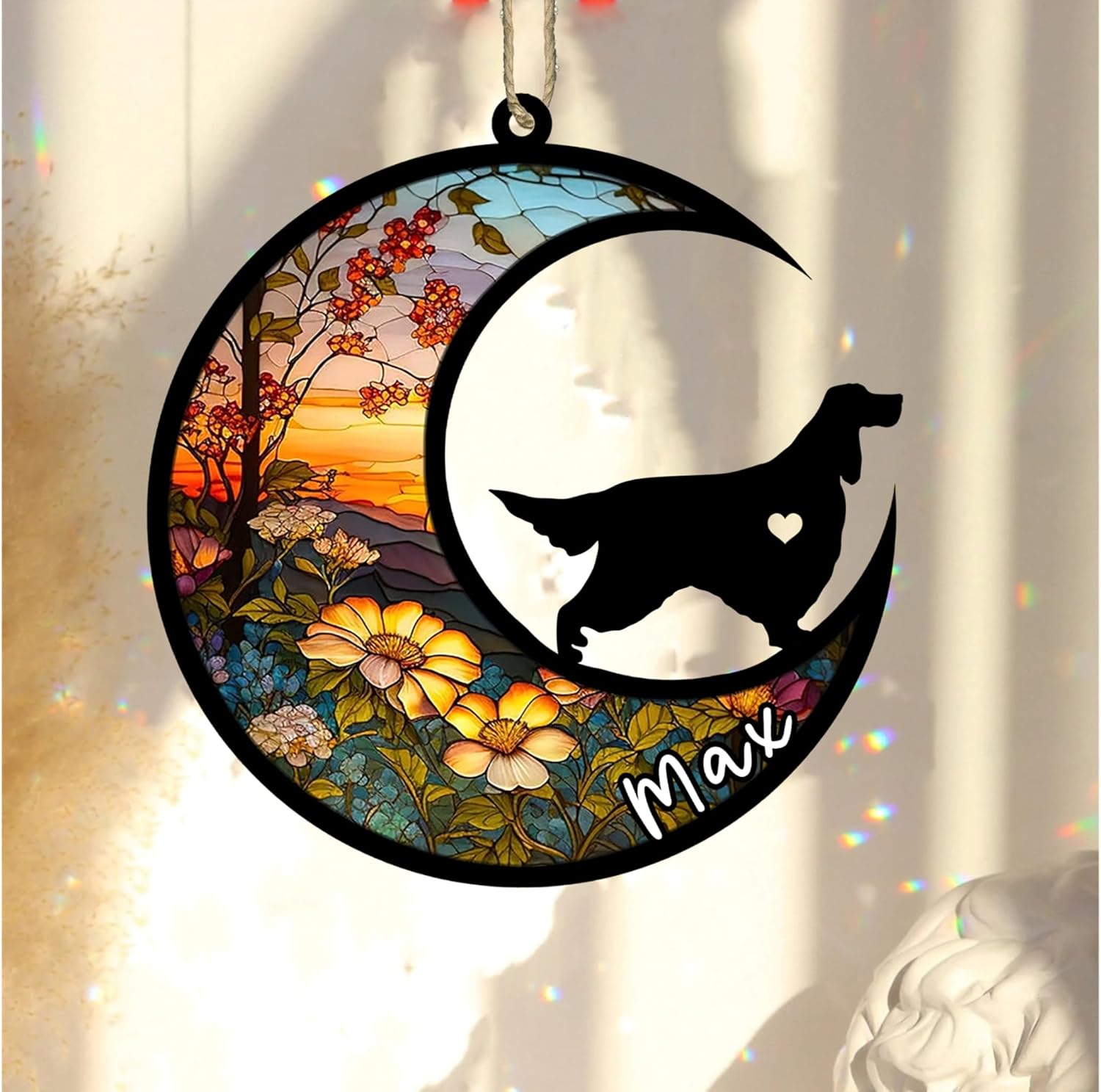 Personalized Dog Memorial, Custom Name Gordon Setter Dog Christmas Ornament with Name, Custom Breeds, Pet Loss Light Catcher, Gifts for Lovers Loss of Pet Sympathy on Mothers Day Christmas