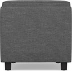 SIMPLIHOME Avalon 42" Wide Linen Look Fabric Storage Ottoman in Slate Grey