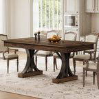 Garvee 71-Inch Dining Table with 2 Drawers,Rectangular Dining Table for 6-8 with Double Pedestal & Sturdy Frame, Industrial Wooden Kitchen Table with Large Tabletop, for Dinner, Walnut