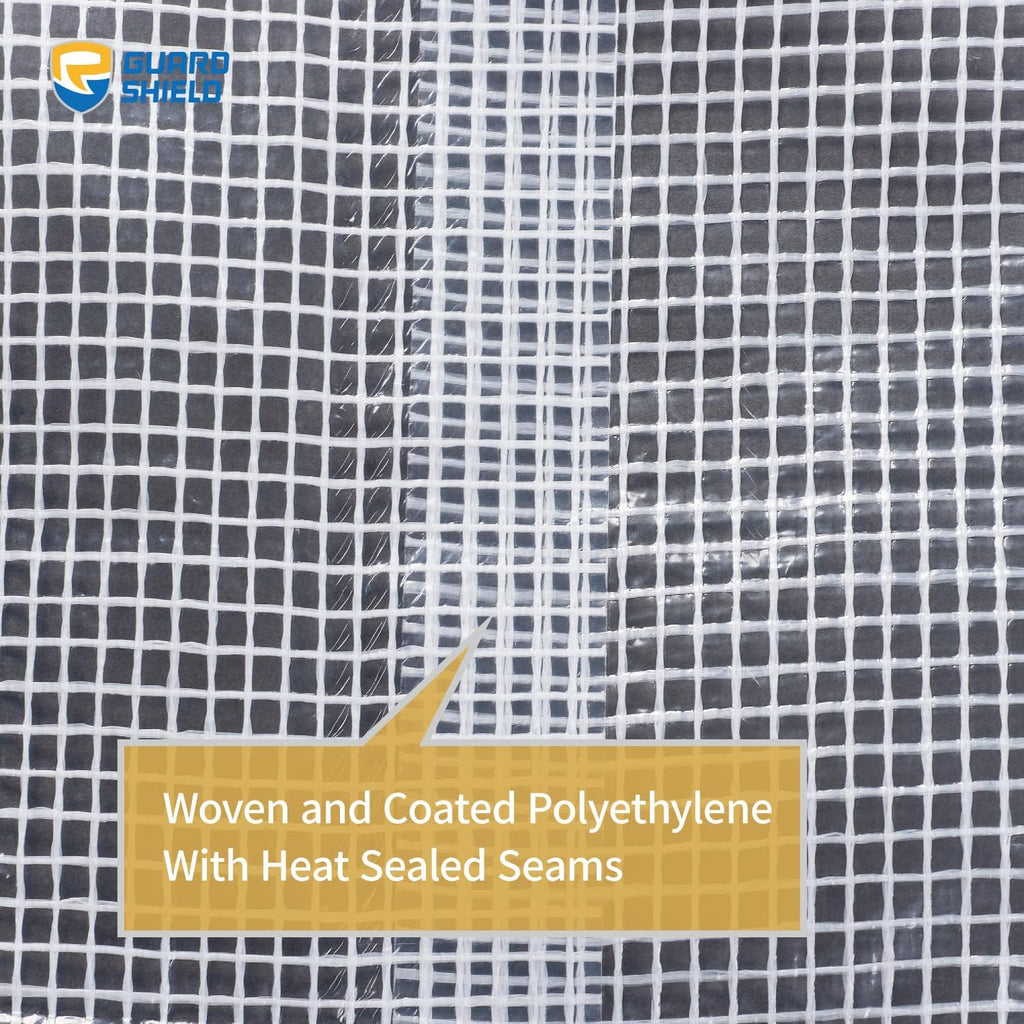 GUARD SHIELD Clear White Tarp Heavy Duty 10x10 Feet Waterproof for Greenhouse Outdoor Garden Poly Cover UV Resistant 3x3 Weave 10mil (2-Pack)