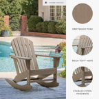 Signature Design by Ashley Sundown Treasure Cottage Weather Resistant Outdoor Rocking Chair with 1 Cup Holder, Light Brown