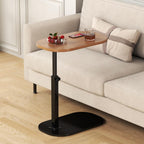 C Shaped Side Table, Adjustable Height C Shaped End Table, 360°Swivel Couch Side Tables that Slide Under, Modern Small Coffee C Table End Table for Sofa/Bed/Bathtub, Rotating Tabletop (Light Wood)