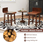 GOFLAME Swivel Dining Chairs Set of 4, Farmhouse Kitchen Chairs with Low Backrest and Curved Seat, Accent Side Chairs with Solid Rubber Wood Frame for Dining Room, Restaurant, Walnut