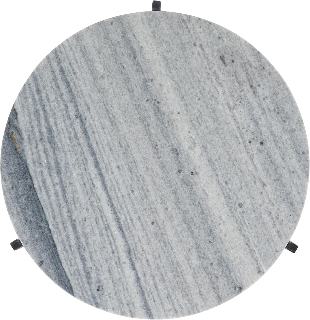 SAFAVIEH Home Collection - Hesse Side Table, Round Grey Marble Top with Black Metal Legs, Fully Assembled (ACC3732A)