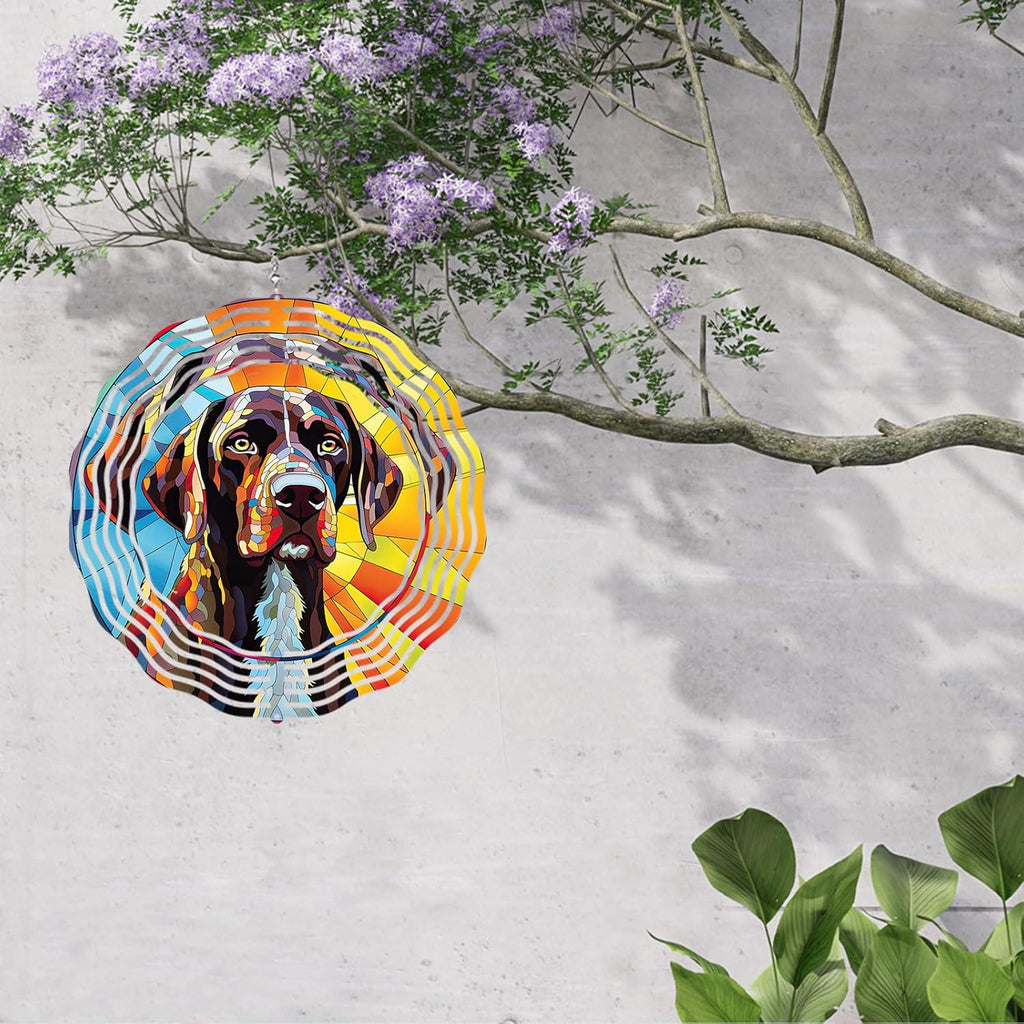 German Shorthaired Pointer Dog Wind Spinners Outdoor Dog Memorial Gifts, 3D Metal Kinetic Hanging Garden Wind Spinner, Spinner Decor, Wind Sculptures for Outdoor & Indoor, Window, Yard Decor (GSP 2)