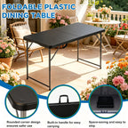 Dkeli Folding Table 4/6 Foot Indoor Outdoor Heavy Duty Plastic Table Portable Fold Up Desk Utility Camping Dining Party Table, Easy to Assemble, White (Black, 4 Foot)