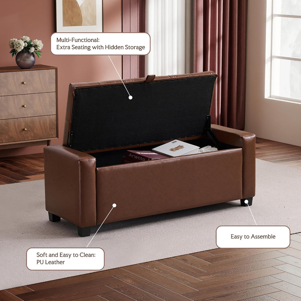 GRAINELL 42.13” Storage Ottoman Bench, Upholstered Tufted Bedroom Bench with Storage, End of Bed Storage Bench for Living Room & Entryway, 350 lb Capacity
