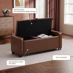 GRAINELL 42.13” Storage Ottoman Bench, Upholstered Tufted Bedroom Bench with Storage, End of Bed Storage Bench for Living Room & Entryway, 350 lb Capacity