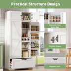 Tall Kitchen Pantry Cabinet, 72" Freestanding Storage Cupboard with Wine Bottle Rack & Adjustable Shelves, Kitchen Storage Cabinet for Dining Room, White