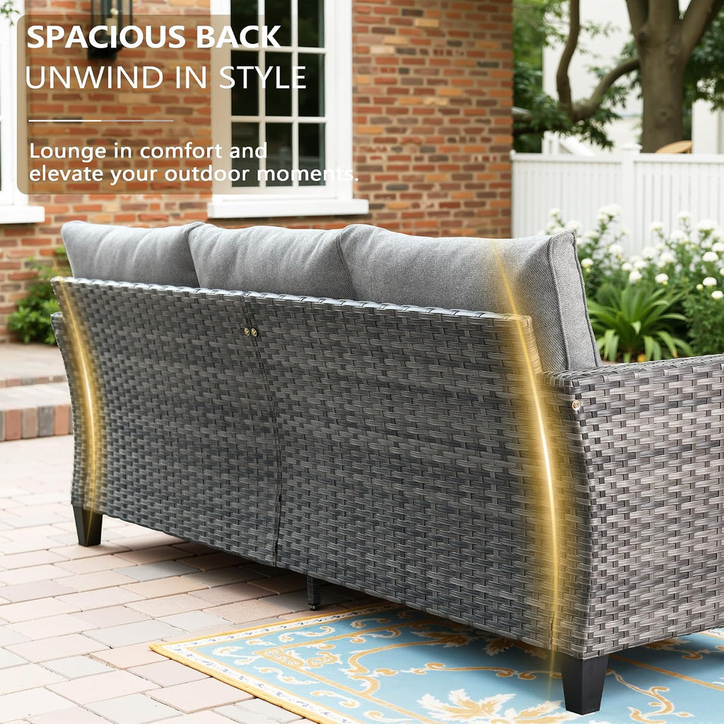 CAODOC 6 Pieces PE Wicker Patio Furniture Set, Outdoor Sectional Sofa with Swivel Chairs, Modern Rattan Conversation Set for Yard, Garden, Lawn, Deck, and Backyard