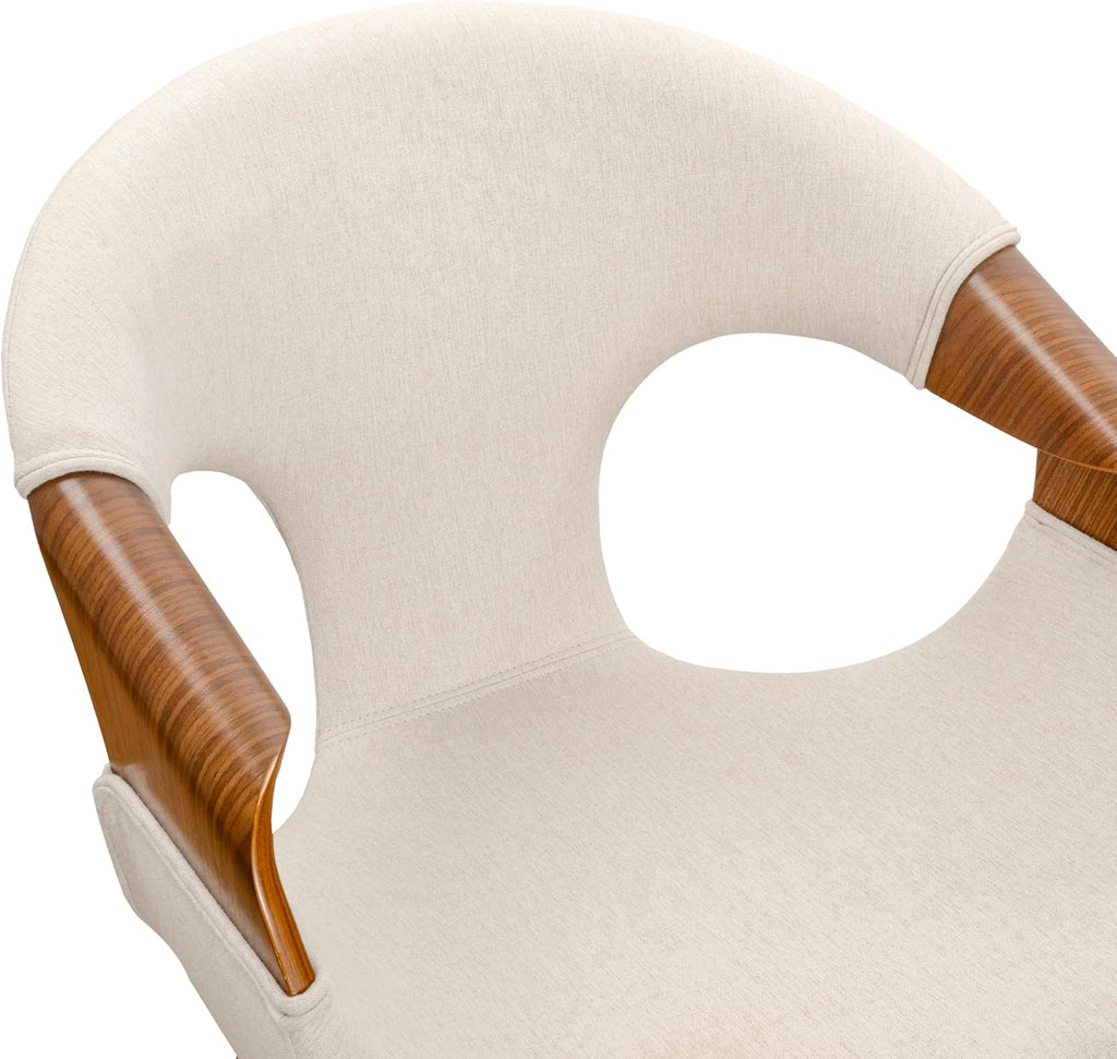 Zouron Dining Chairs Set of 2, Modern Fabric Desk Chairs with Wooden Legs, Accent Armchairs for Kitchen Dining Room, Beige Fabric
