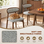 Dining Chairs Set of 4, Upholstered Farmhouse Dining Room Chairs with Soild Wood Legs, Modern Fabric Kitchen Chairs with Ergonomic Curved Backrest, Gray