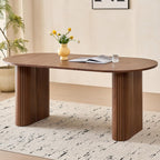 70.8" Oval Table for 4 6 Person, Modern Farmhouse Kitchen Dinner Table for Living Receiption Room, Brown