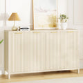 Fluted Buffet Cabinet with Storage, 55" Sideboard Cabinet with 4 Doors, Modern Credenza Accent Console Cabinet Coffee Bar Table for Living Room Dining Room Hallway, Natural