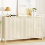Fluted Buffet Cabinet with Storage, 55" Sideboard Cabinet with 4 Doors, Modern Credenza Accent Console Cabinet Coffee Bar Table for Living Room Dining Room Hallway, Natural