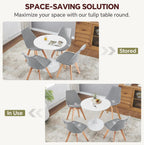 27.5" Tulip Round Dining Table with Metal Pedestal White | Mid-Century Modern Circle Table for 2-4 People for Small Kitchen Living Room, Cafe, Bistro