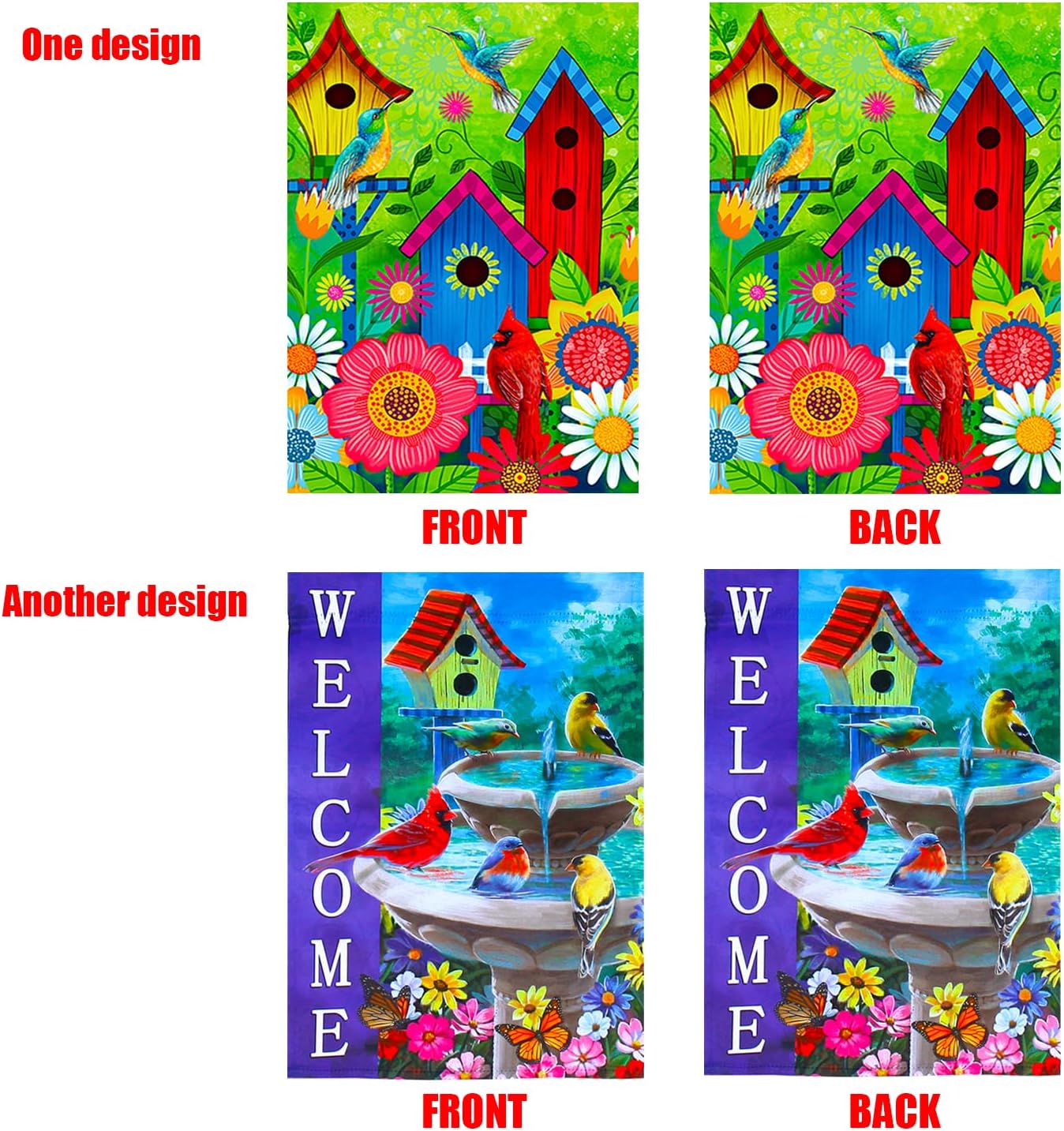 2 pieces spring summer bird garden flag welcome flag, vertical double-sided small yard flag 12 x 18 inches for outdoor family seasonal farmhouse yard lawn outdoor decoration