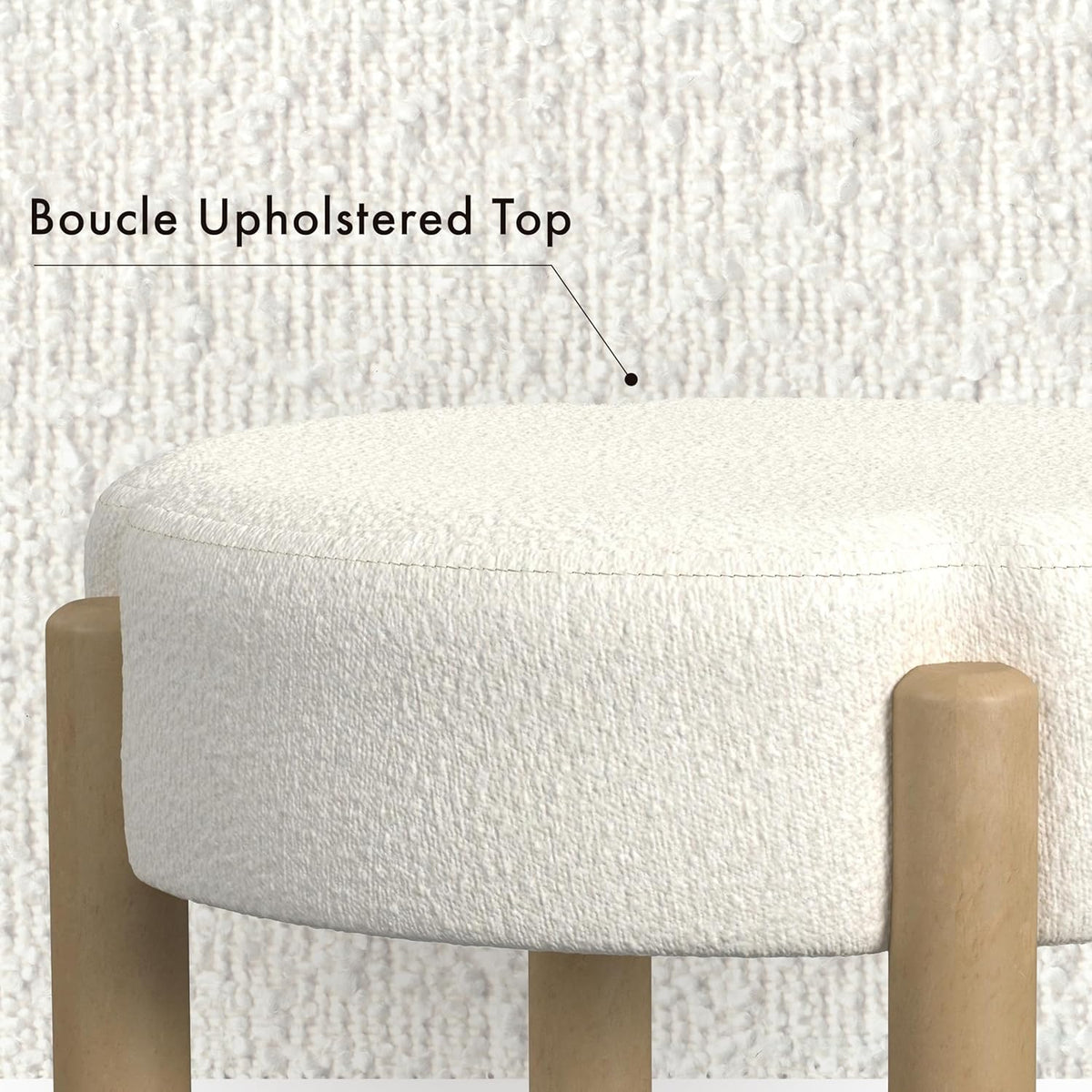 HomePop Luna 22" Round Ottoman - Cream Boucle