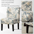 Roundhill Furniture Capa Print abric Armless Contemporary Accent Chair, Blue Leaves