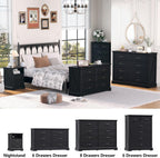 Nightstand with Charging Station,18" Wide End Table with 2 Large Drawers & Metal Handles,Rustic Farmhouse Wood Small Dresser,Bedside Table,Modern Chest of Drawers for Bedroom,Living Room,Black