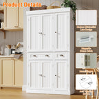 71" Tall Kitchen Cabinet Pantry Storage,Modern Kitchen Hutch Cabinet with Doors and Adjustable Shelves,Large Freestanding Food Pantry with 2 Drawer for Dining Room, Living Room, Hallway,White