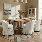 chairus Upholstered Dining Chairs Set of 2, Linen Barrel Dining Room Chairs with Pleated Skirt & Metal Legs, Modern Farmhouse Slipcovered Side Kitchen Chairs, Cream White