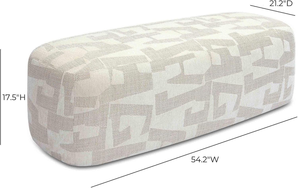 Tov Furniture Graceland 54" Cream Performance Jacquard Bench