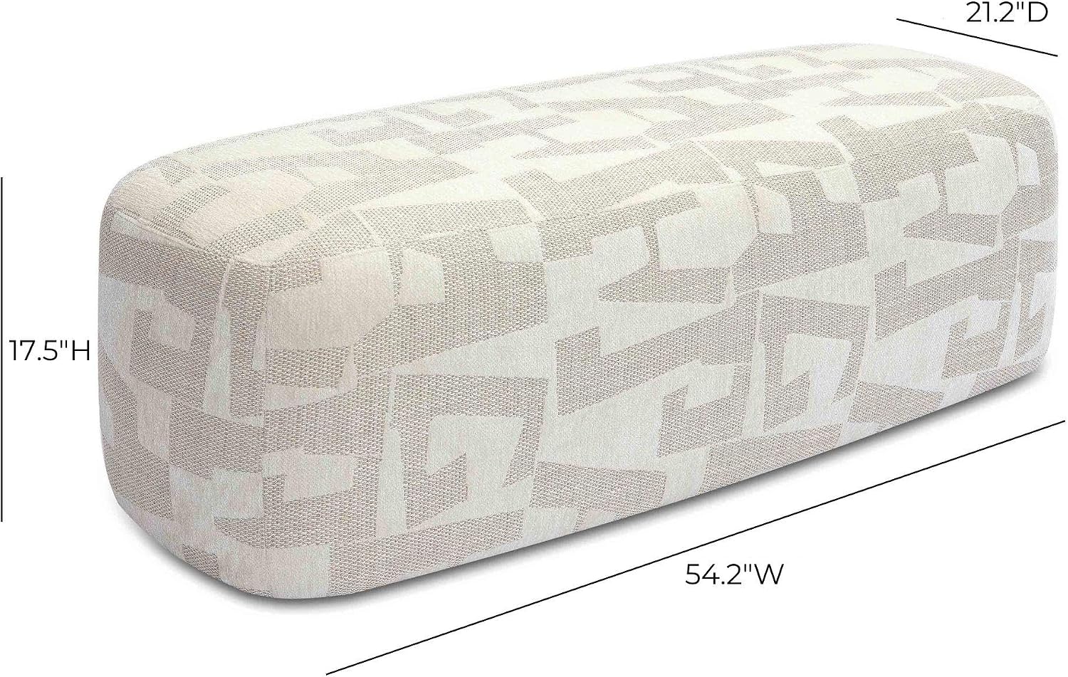 Tov Furniture Graceland 54" Cream Performance Jacquard Bench