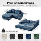Cloud Modular Sectional Sofa, Comfy Couch with Non Slip Base, Modern L-Shaped Couch with Chaise, Customizable Sleeper Sofa for Living Spaces, No Assembly & Deep Seat(Blue)