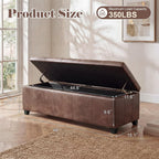 Homebeez 48" Faux Leather Storage Ottoman,End of Bed Bench,Upholstered Ottoman Bench with Storage for Living Room,Bedroom,Entryway