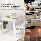 soges 4-Piece Dining Table Set with Bench - 4 Person Kitchen Table and 2 Chairs for Small Spaces, Apartment - Metal Frame & Woodgrain Tabletop, Space-Saving Design, Durable & Easy to Clean, White