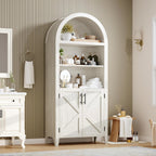 Garvee Arched Cabinet with Doors, 5-Tier Kitchen Pantry Cabinet with Adjustable Shelves, Wooden Open Farmhouse Storage Organizer for Kitchen, Dining Room, Living Room, Home Office, White