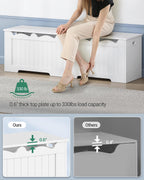 Hzuaneri 59" Storage Chest, Storage Bench Trunk with 2 Hinges, Wooden Box, Lift-Top Chest Organizer, Shoe Bench for Entryway, Bedroom, Living Room, White SB01503X