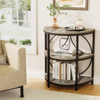 LITTLE TREE Half Moon End Table, Half Round Side Table for Living Room, 3-Tier Half Circle Night Stand for Bedroom, Grey Small Wood Accent Table for Couch, Sofa, Bed