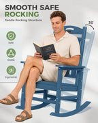 Outdoor Rocking Chair,HDPE Patio Rocking Chair,All Weather,Navy Blue