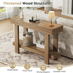Console Table for Entryway, 47.2" Narrow Farmhouse Sofa Table with Thick Tabletop & Storage Shelf, 2-Tier Modern Wooden Entryway Industrial Table for Hallway, Living Room, Foyer, Behind Couch, Natural