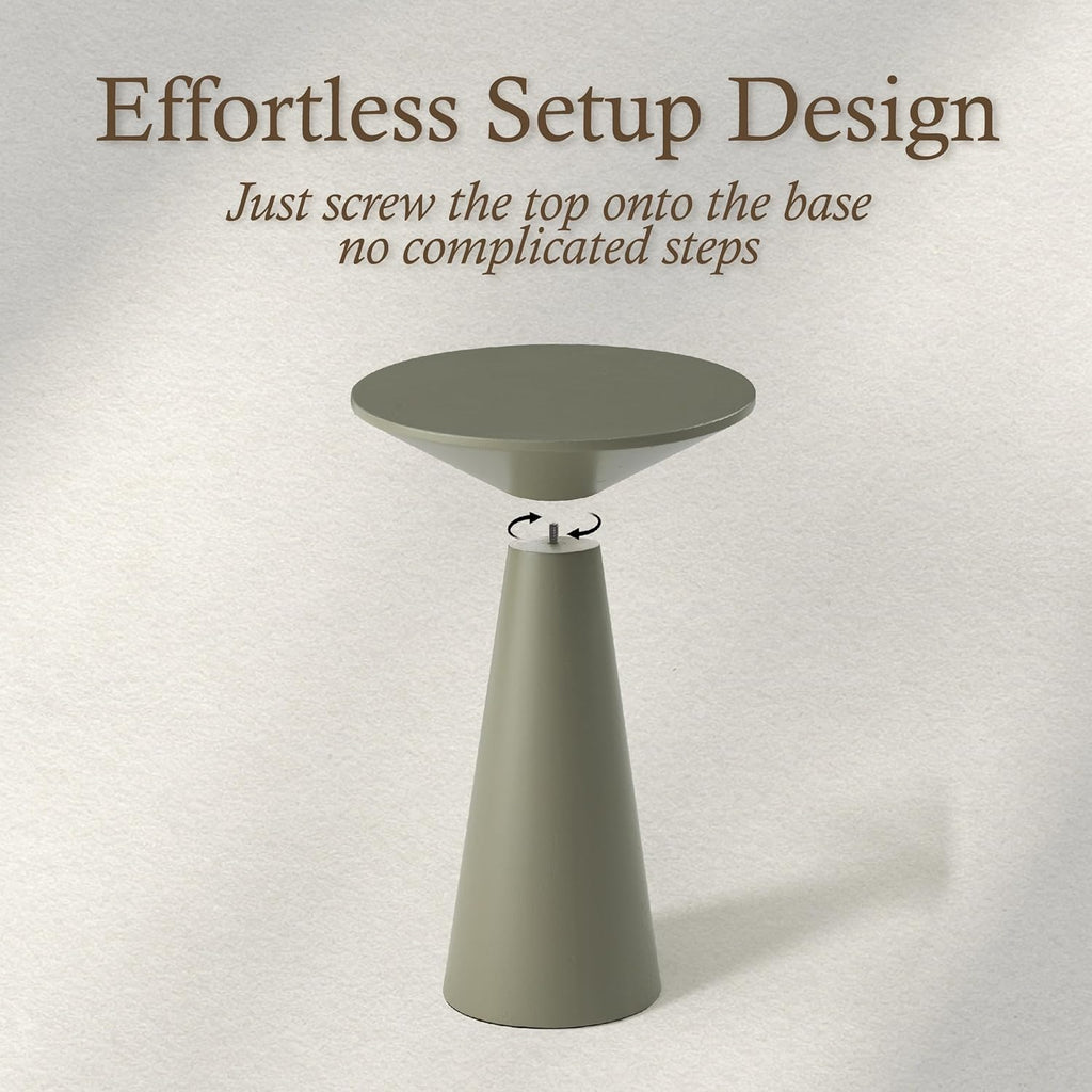 COZAYH Small Pedestal End Table Round Farmhouse Martini Table Wood Plant Stand Rustic Drink Table for Small Space Living Room, Sage Green