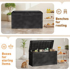 Greesum 100 Gallon Resin Deck Box Large Outdoor Storage Boxes with Cushions for Garden Tools, Patio Furniture Pillows, Pool Supplies, Black