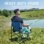 Portal Directors Chair Camping Chairs for Adults with Side Table Folding Lawn Chairs for Adults, Directors Chairs Foldable for Outdoor Chairs for Beach, Travel, Heavy Duty Supports 300LBS, Blue/Grey