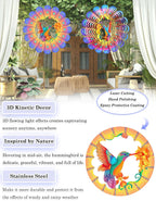 Hummingbird Wind Spinner-3D Metal Hanging Wind Spinners, Perfect Ornament Gifts for Women/Men, 12 Inch Spinfinity Wind Spinner for Outdoor & Indoor Decorations, Yard Art, Garden Decoration