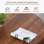 31.5" Round Coffee Table with Storage, Mid Century Modern Coffee Tables with Fluted Base, Wooden Circle Accent Center Table for Living Room Small Space Apartment Office (Walnut)