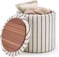 Wimarsbon 18inch Storage Ottoman with Detachable Tray, Mid Century Large Capacity Oversized Ottomans, Multifunctional Small Center End Tables, Suitable for Modern Home Styles (Round)