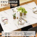 Hooseng Dining Table Set for 4, 5-Piece Faux Marble Dinner Table Set with 4 Upholstered PU Leather Chairs Kitchen Table Chairs Set Modern Space-Saving Dinette Set for Breakfast Nook Apartment Black